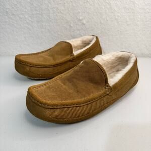 UGG Men’s Ascot Corduroy II Chestnut Sheepskin Suede Shearling Slippers Size 10